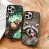 Cute Raccoon Phone Case For iPhone 17,16,15,14,13,12,11 Plus,Pro Max,XS,Colored Silver Plated Inside Cover