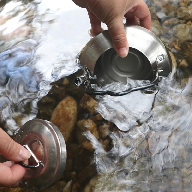 Stainless Steels Outdoor Hiking Kettles Pot Cookware Camping Kettles Stovetop Whistling Teapot Camp Teas Coffee Pot
