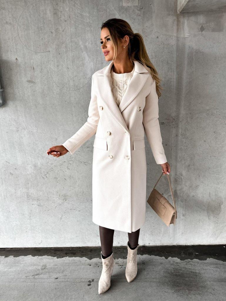 Manteau en laine double boutonnage à manches longues Bestseller Femme Automne/Hiver 2025