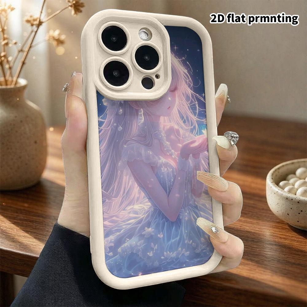 Phone case: 2D flat, suitable for iPhone 18 17 16 15 14 13 Pro protective case, starry sky underwater girl, perfect Christmas and Halloween holiday gi