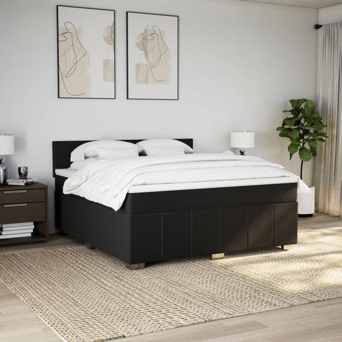 VidaXL Slat Bed Base with Mattress Black 180x200 Cm Fabric 3287142