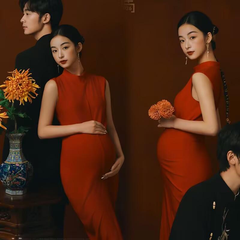 

Retro Sweet Maternity Strapless Gauze Skirt for Stylish Pregnancy Photos One Size
