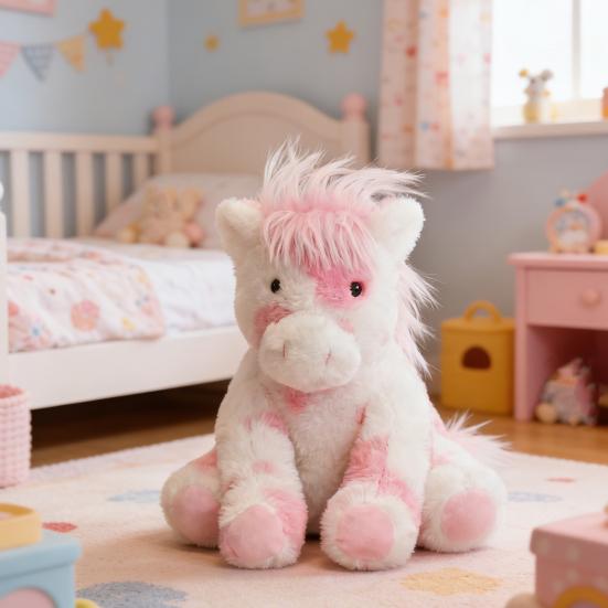 Little Pony Plush Toy Soft Fluffy Stuffed Animal with Big Bright Eyes Realistic Cute Pony Doll for Kids Adults