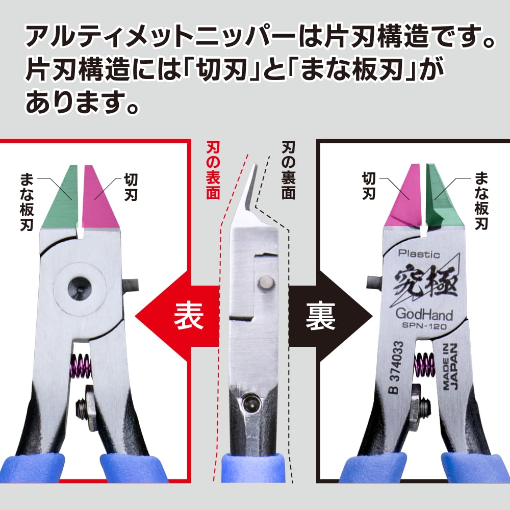 GodHand Ultimate Nipper Hobby Tool for Plastic Blade 5.0 GH-SPN-120 Models, Single-Edged