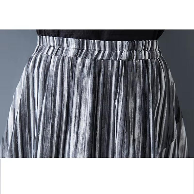 Xitao Gestreifter Elastischer Bund A-Linien-Rock GYX1646