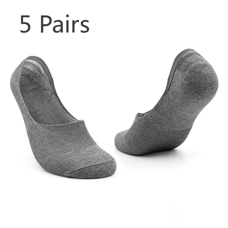5 Pairs Men's and Women's Summer Thin Shallow Non-slip Non-drop Heel Invisible Boat Socks