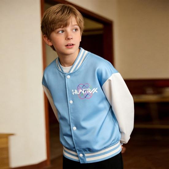 Giacca da Baseball per Bambini Cappotto Foderato con Bottoni a Contrasto Cappotto Leggero Maniche Trapuntate Strisce Primavera