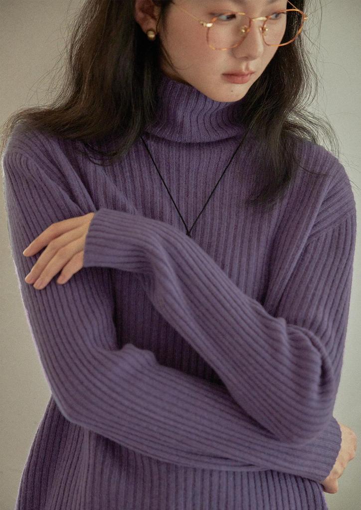 Solighter Women's Wool High-Neck Ribbed Knit Sweater - Autumn/Winter 2025 Collection
