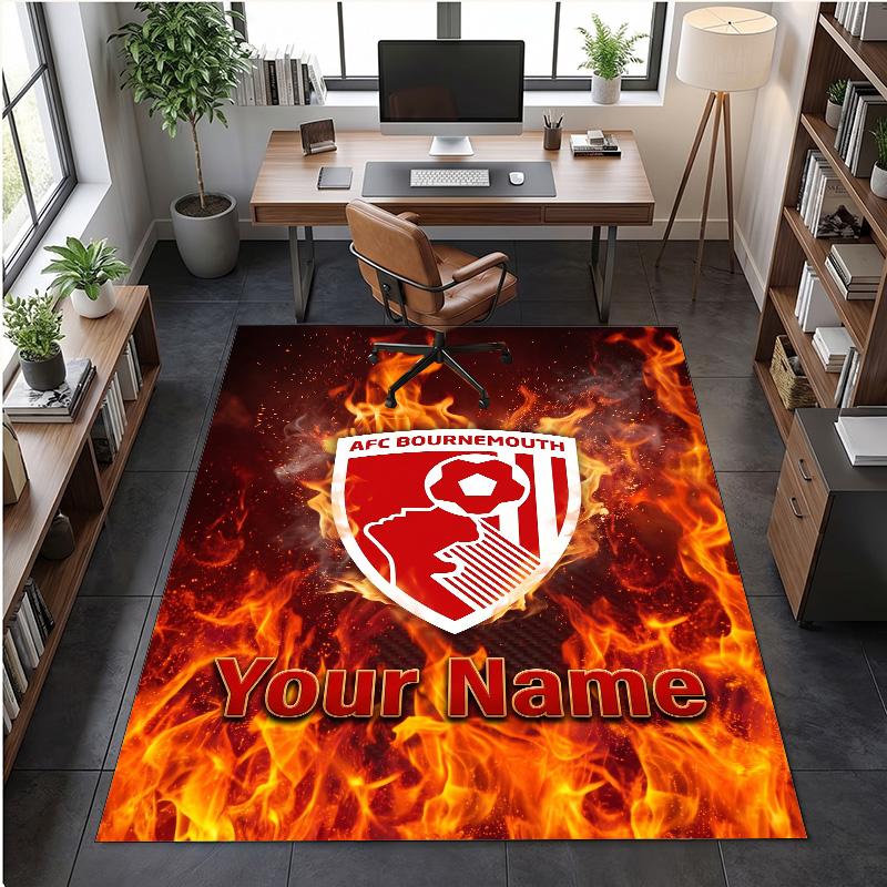 Crystal Velvet Rug Bournemouth Football Print Custom Name Text Floor Mat Home Decor