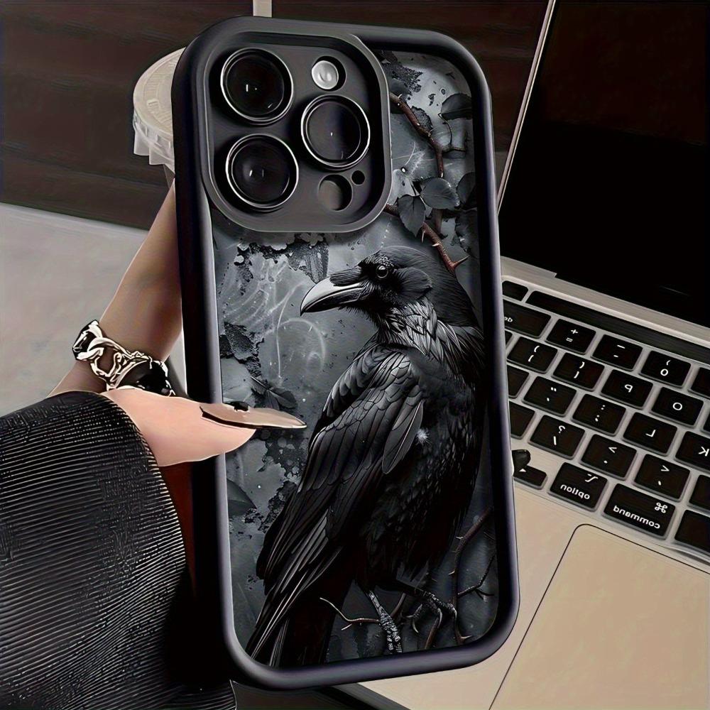Black crow pattern phone case suitable for iPhone 17 16 15 14 13 12 11 Pro/Max/Plus anti drop and shockproof back cover