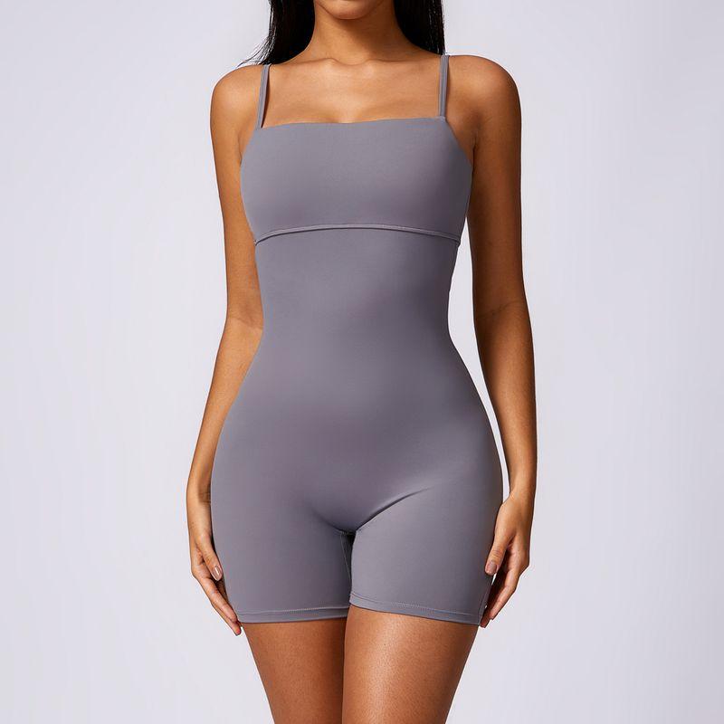 

Guangzhou Zechuang Clothing Co., Ltd. Fashion Peach Hip Raise Skinny Yoga Jumpsuit Naked Women Feeling Quick-Drying Medium Gray XL