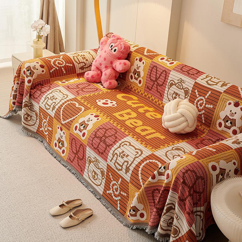 Desenho animado querida princesa bonito menina estilo capa de sofá toalha quatro estações universal para decoração de sala de estar almofada de sofá