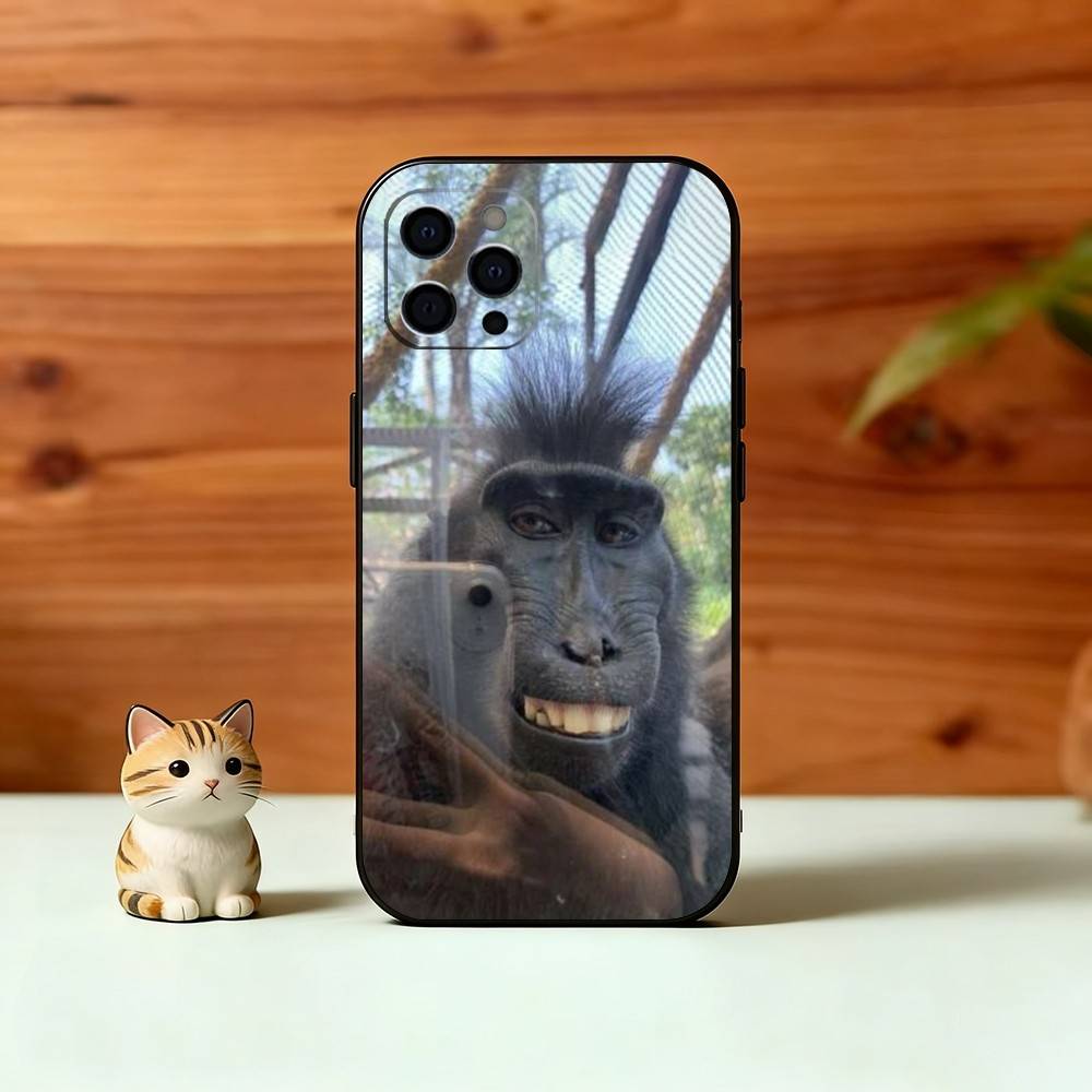 C-Cute F-Funny Monkey Phone Case For iPhone 17,16,15,14,13,12,11 Plus,Pro Max,XS,Soft Silicone Black Cover