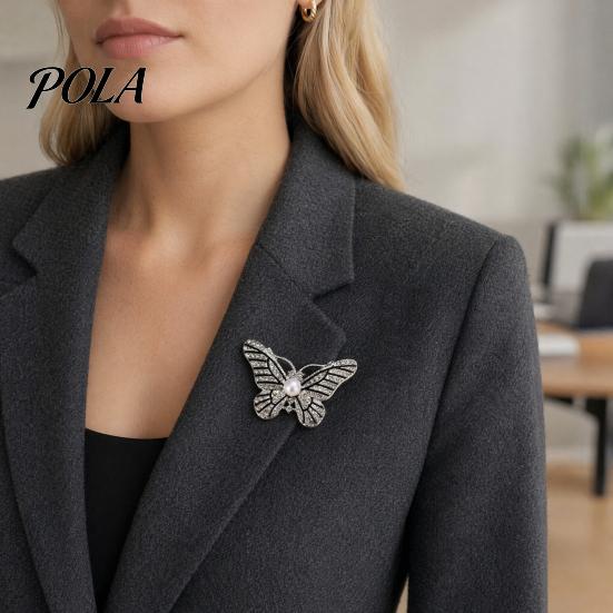 Durable Brooch Faux Pearl Rhinestone Butterfly Brooch, Women Girls Alloy Lapel Jewelry Pin, Sweater Cardigan Coat Clothing Accessories, Gift Metal