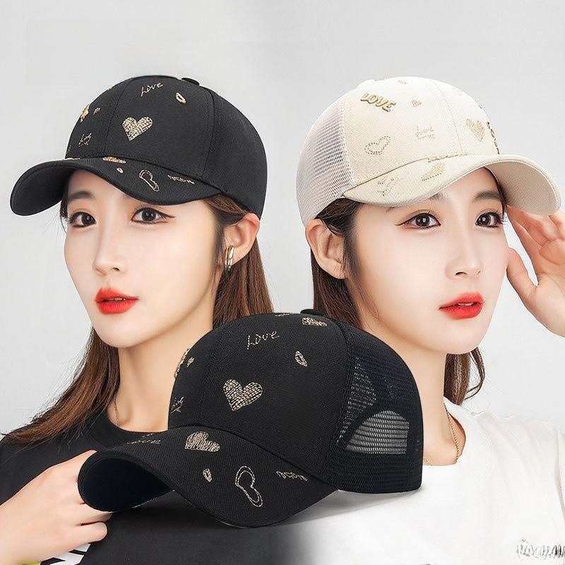 Love Heart Cap For Women With Breathable Polyester Material Sun Protection Casual Summer Hat