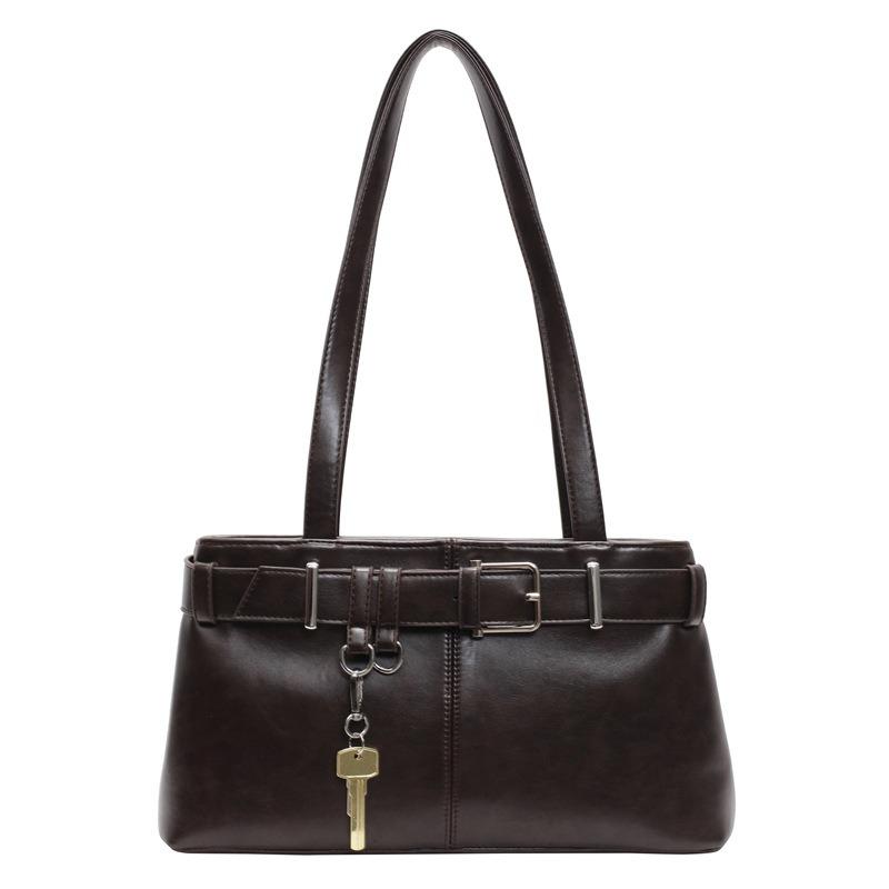 New high-end textured women's shoulder baguette bag women's autumn and winter versatile retro underarm bag