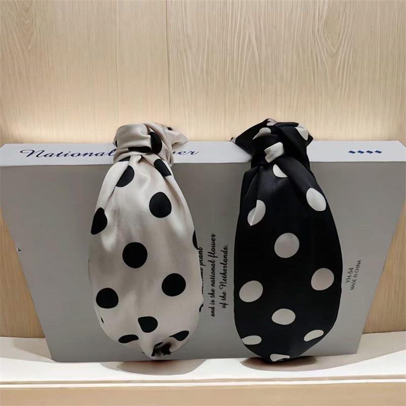 Wide Polk Dots Print Cloth Knotted Hairbands for Women Girls Casual Shopping Party Headbands Fashion Female Head Wears