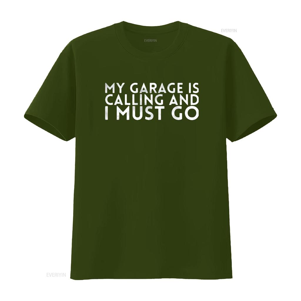 Mens My Garage Is Calling And I Must Go Design For Mechanics T Shirt Black Large Vintage Washed Unisex Fashion Homme Soft