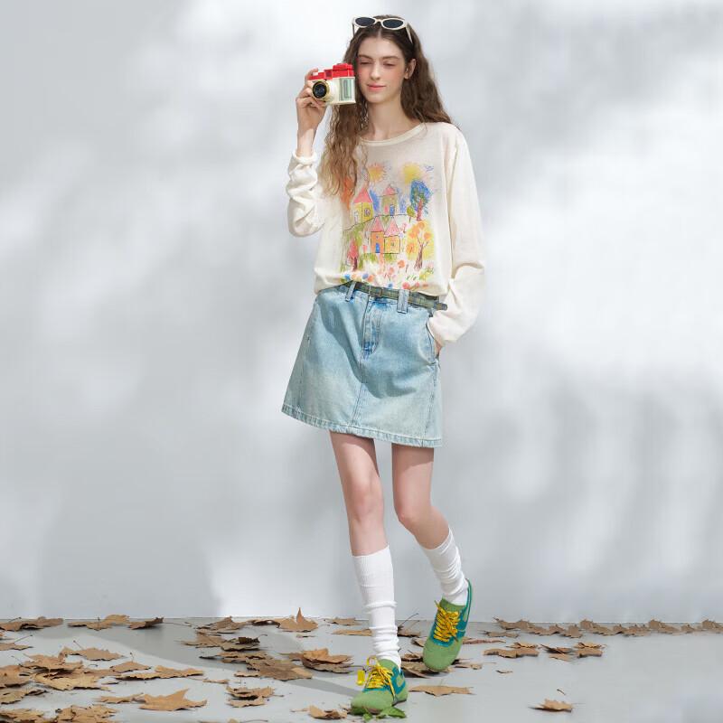 Korean-Style Loose Cartoon Print Knit Sweater