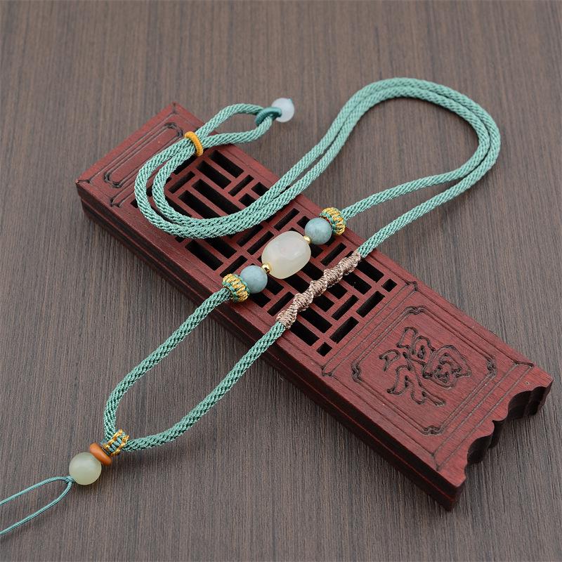 Hand-Woven Peace & Luck Qiankun Knot Jade Pendant Necklace