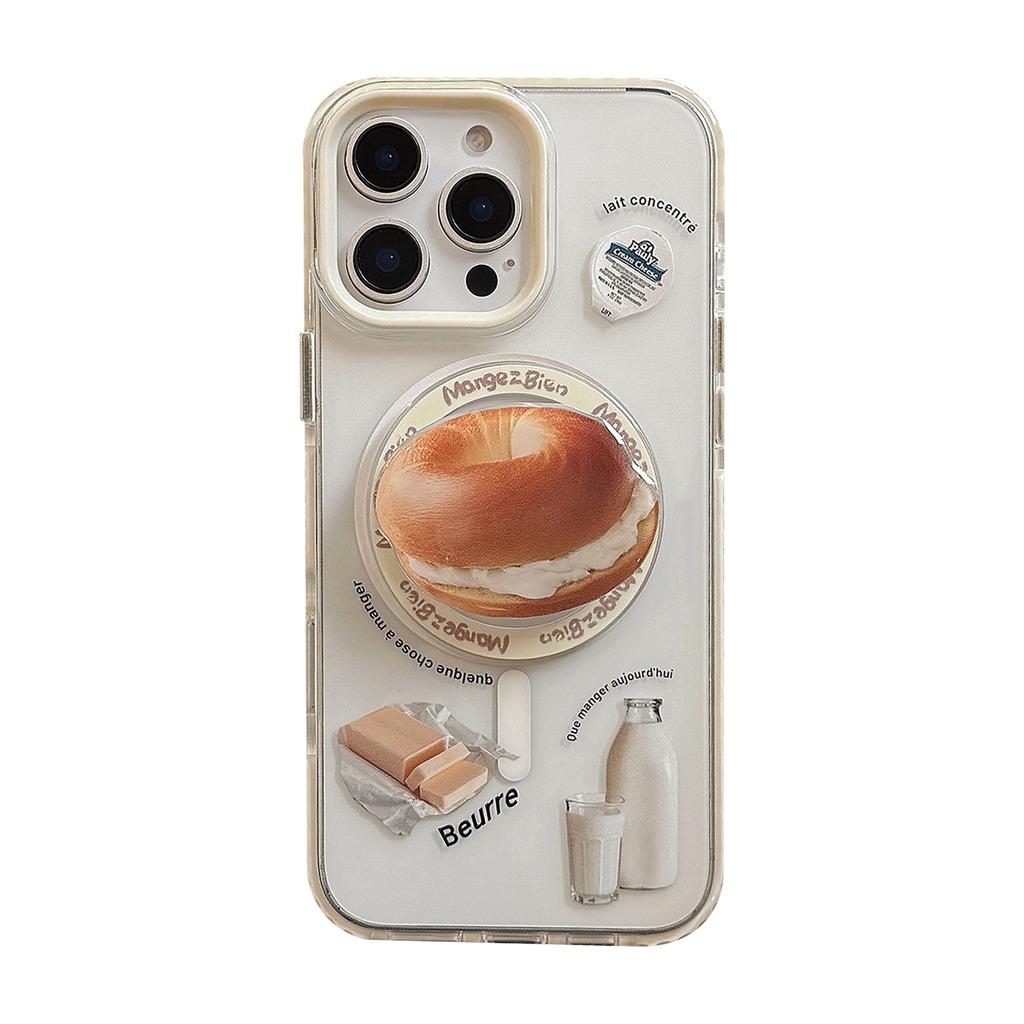 Ins Cream Bagel Halter 16pro Max Transparent für IPhone Hülle 17Für14 Sturzsicher 11 Nische Weich