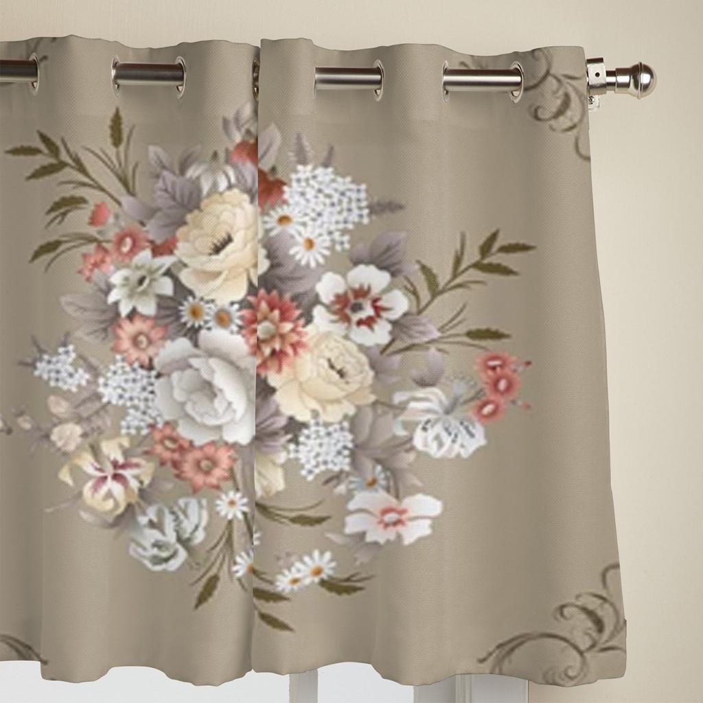 Blumenmuster Fenster Vorhänge für Wohnzimmer Schlafzimmer Luxus moderne Küche Vorhänge Stoff Vorhänge