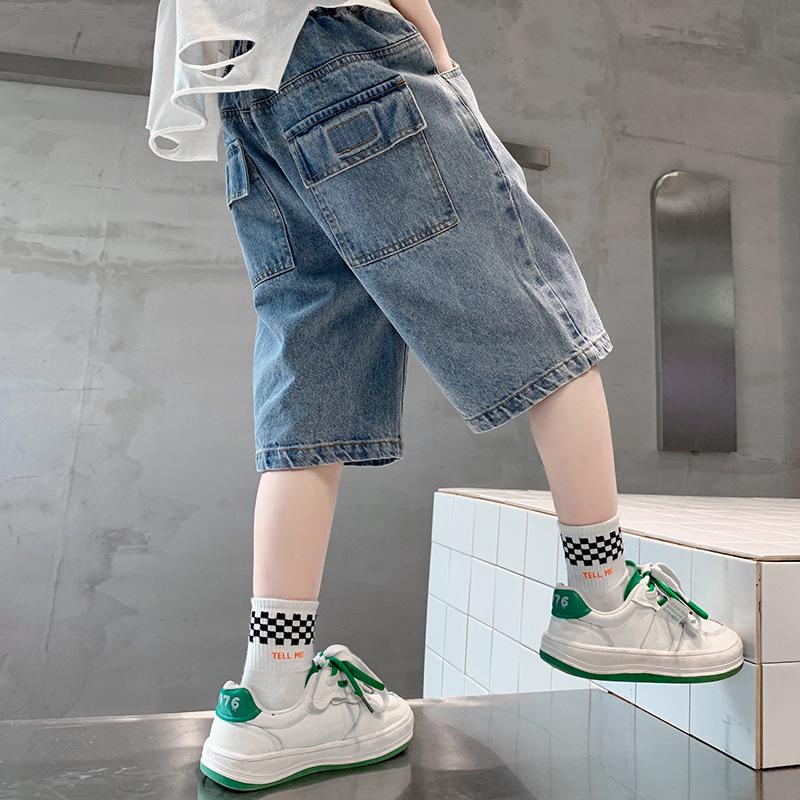 Boys' Summer 2026 Trendy Denim Shorts - Cool Mid-Length Five-Point Pants
