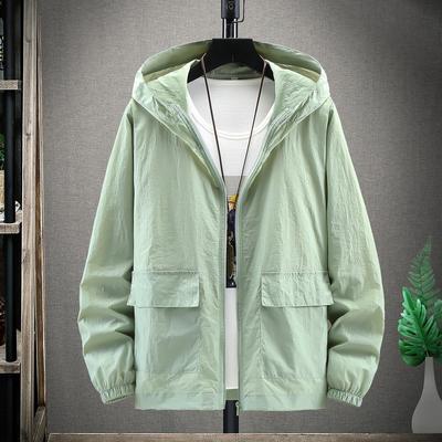 Men's Lightweight Large Size Hooded Jacket Comfortable Breathable Sun Protection Jacket Outdoor Thin Fishing Jacket