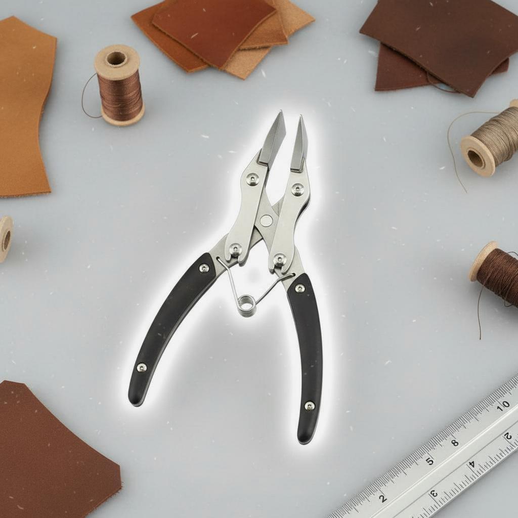 2 Pieces Stainless Steel Flat Jaw Pliers Precision Parallel Jaw Pliers Leather Press Tool Long-Lasting Non-Slip Handle