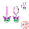 Pink Series Romantic Flower Butterfly Unicorn Tulip Geometry 925 Silver Earrings Boutique Fine Jewelry Gifts for Women