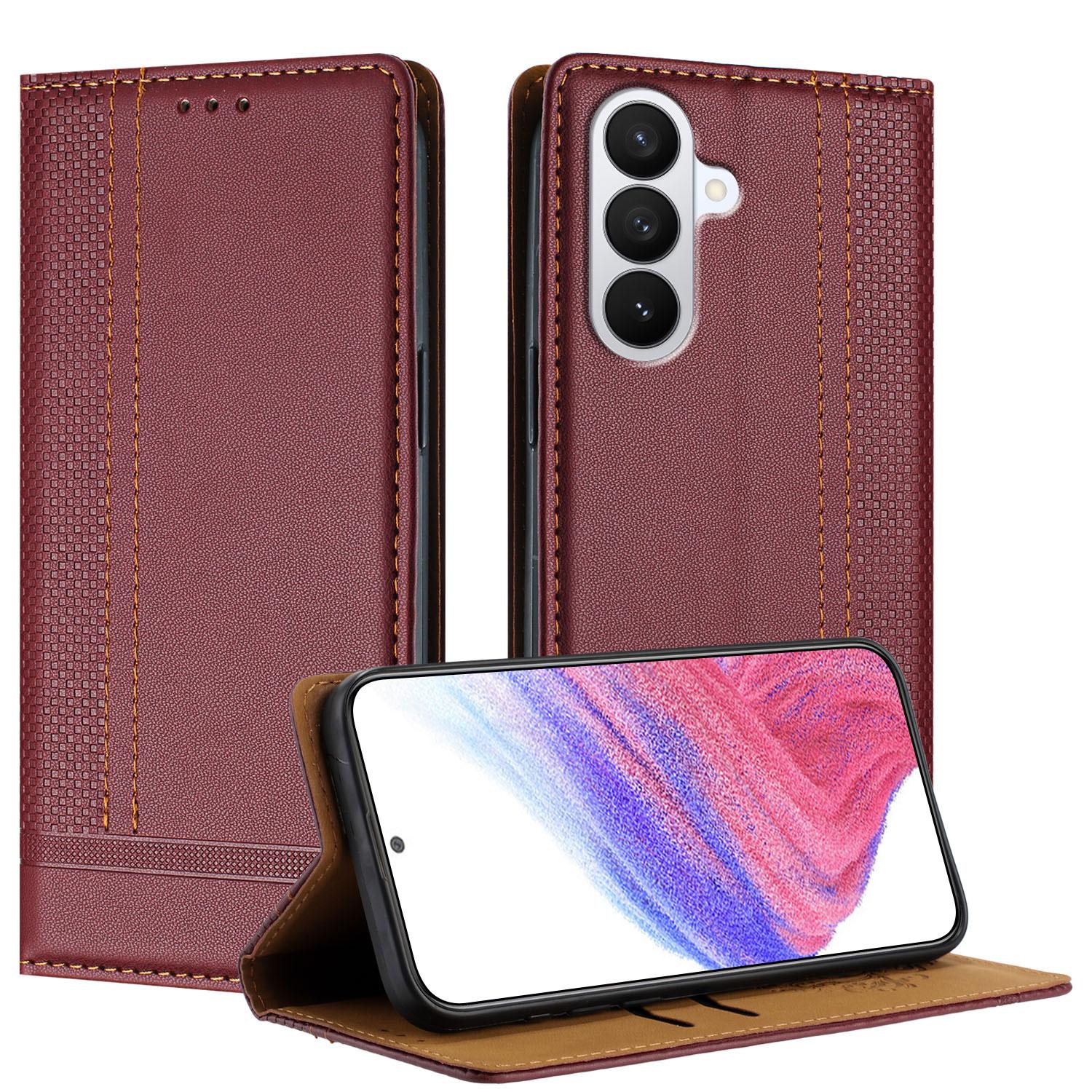 

For Samsung Galaxy S26/S26 Pro Case L-Shaped Grid Pattern Leather Stand Phone Cover with Card Slots
