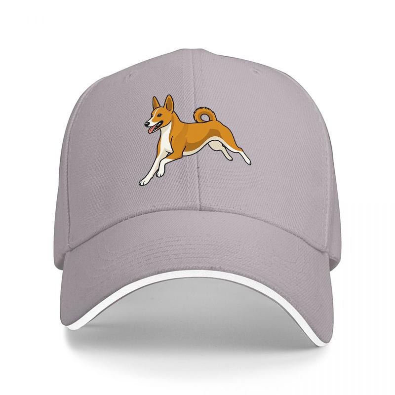 Corgi Dog Running Design Black Baseball Cap with White Trim for Dog Lovers and Pet Enthusiasts Fashionable Casual Hat