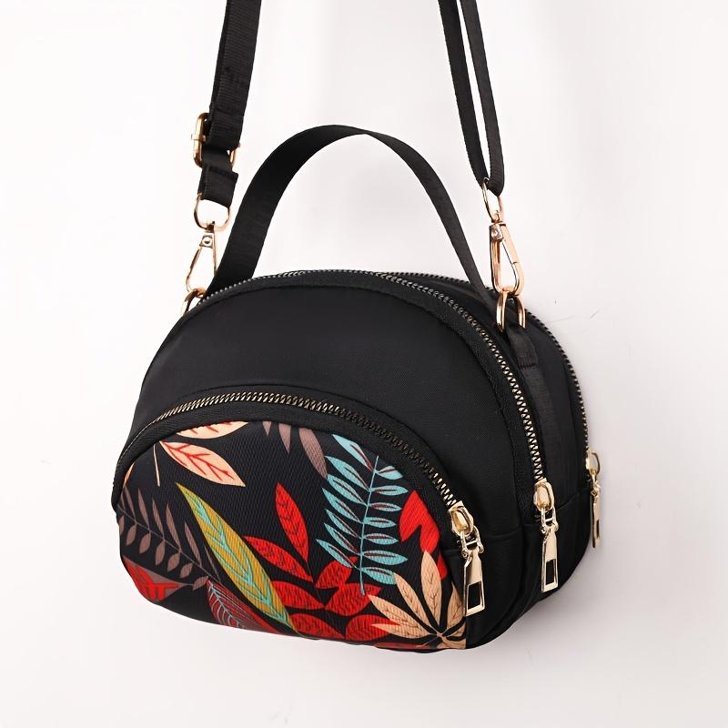 

Шикарная сумка кроссбоди Универсальная сумка кроссбоди с цветочным принтом для женщин Нейлон с регулируемым ремешком Застежка-молния и несколько отделений