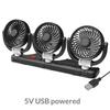 Dual Head Car Fan For Back Seat 3 Speeds Usb Car Rear Headrest Fan For Kids Baby Extender Arm 360°Rotatable Air Cooling Fan