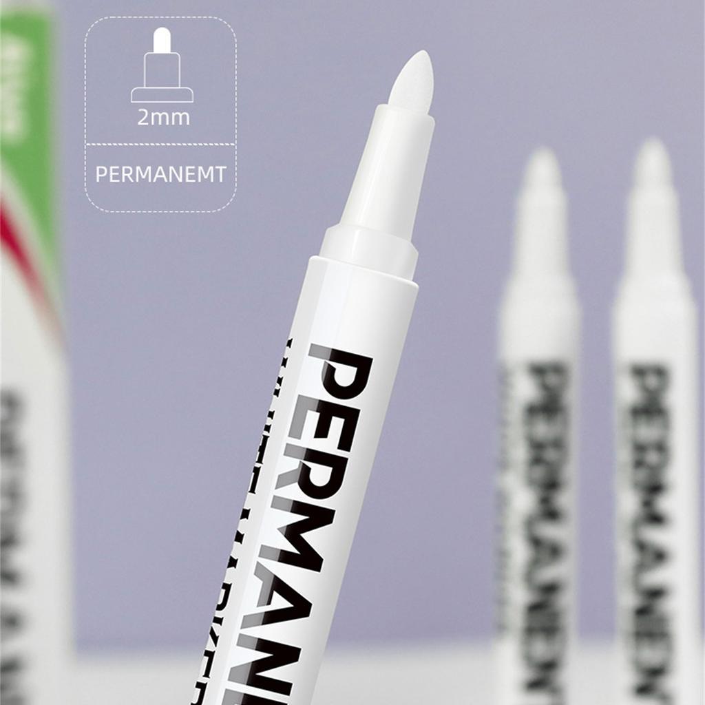 1/12Pcs White Permanent Marker Pen White Paint Pen For Painting On Wood Ceramic Glass Metal Canvas Leather Rock Stone
