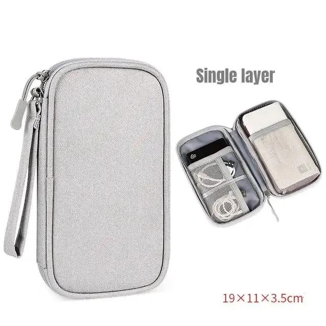 1pc Digital Accessories Organizer Bag Single Double Layer Cables Chargers Earphones Storage Bag Portable Travel Storage Pouch