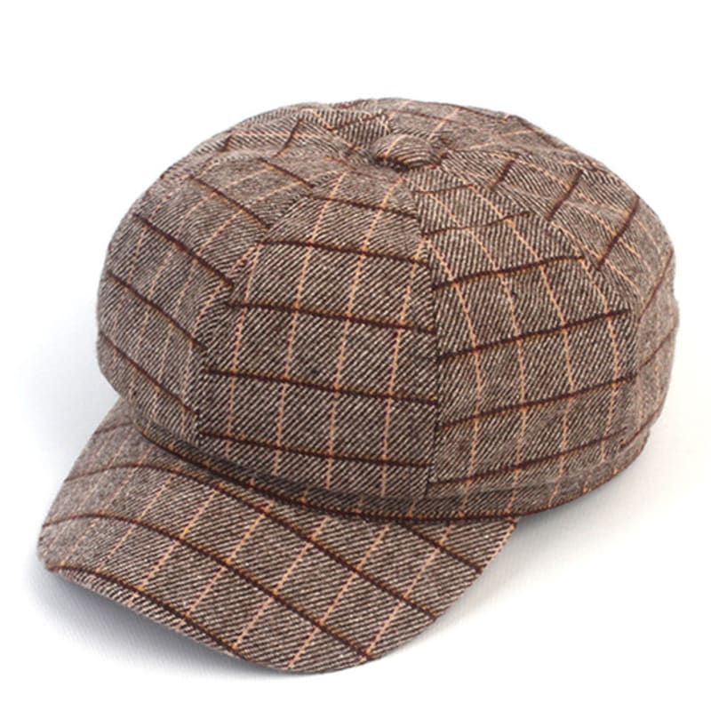 

Universal chemistry wool check beige newsboy cap FREE