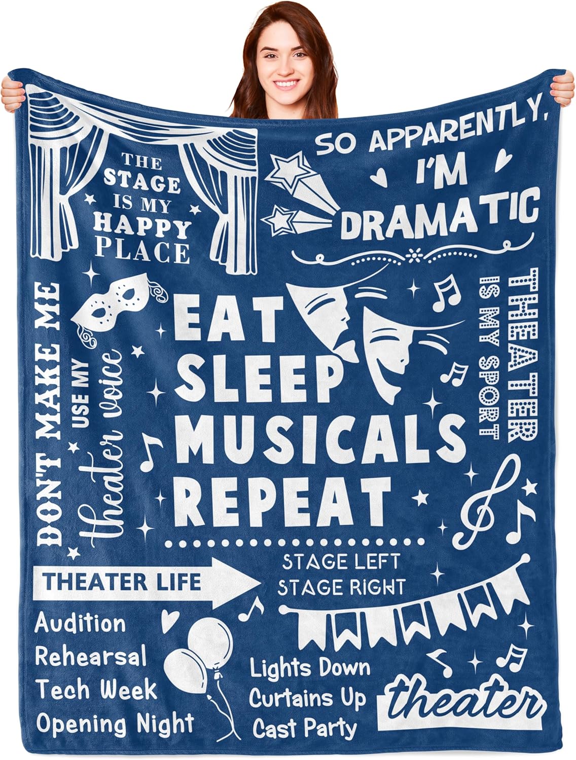 Theater Gifts Theatre Gifts Blanket Musical Theater Gifts Gifts for Theatre Lovers Gifts heatre Actors Theatre Custom blankets Size: 75*100cm, Weight: 230 GSM