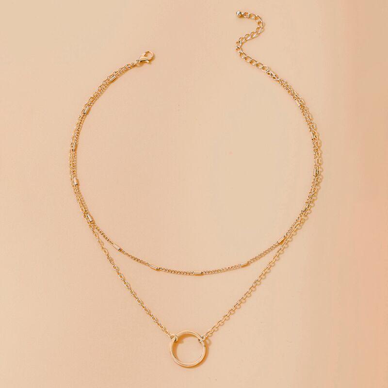 New necklace, simple and fashionable circle geometric multi-layer ins cold wind women's collarbone chain