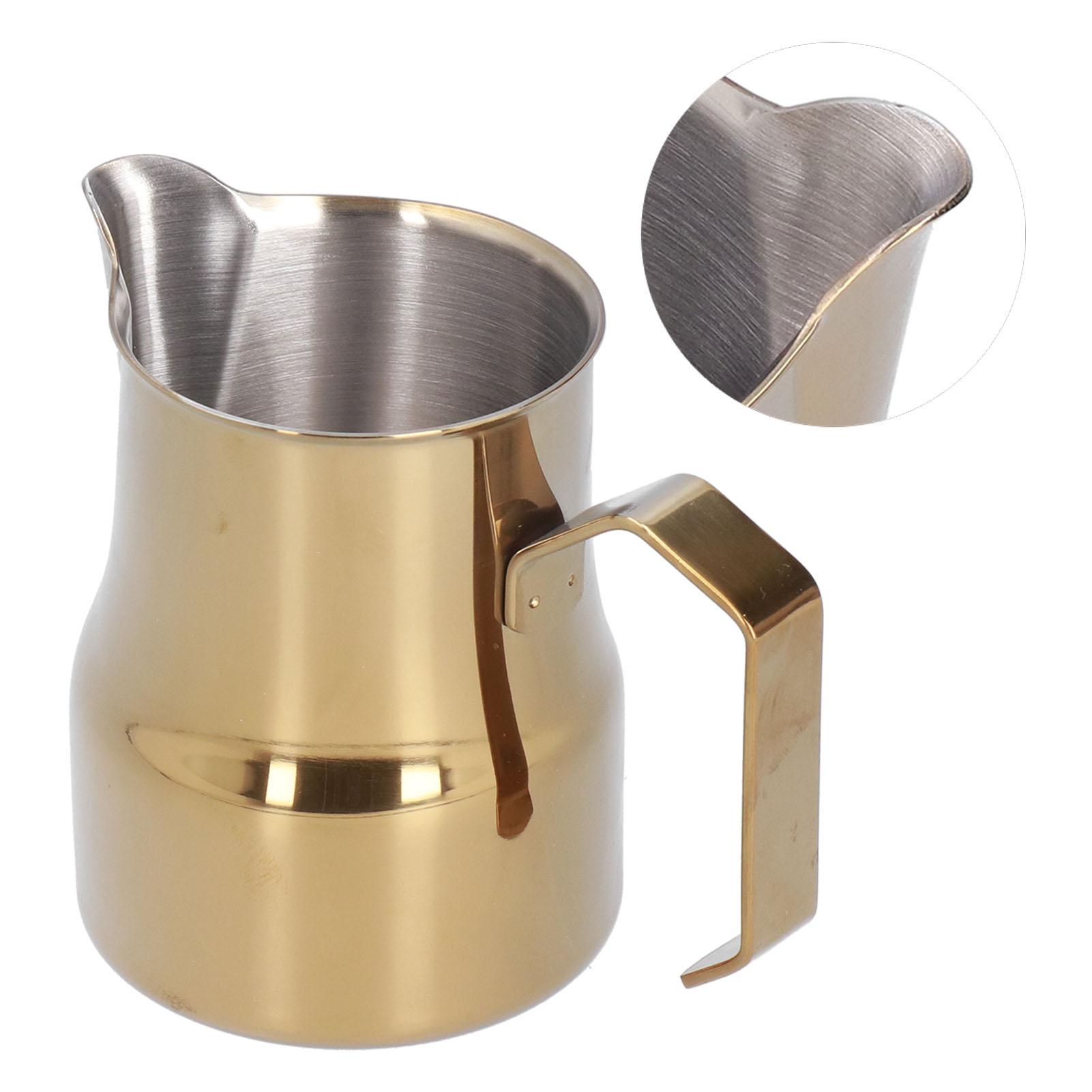 

Milk Frothing Cup Stainless Steel Potbellied Coffee Frothing Jug Pitcher for (Gold 350ml)