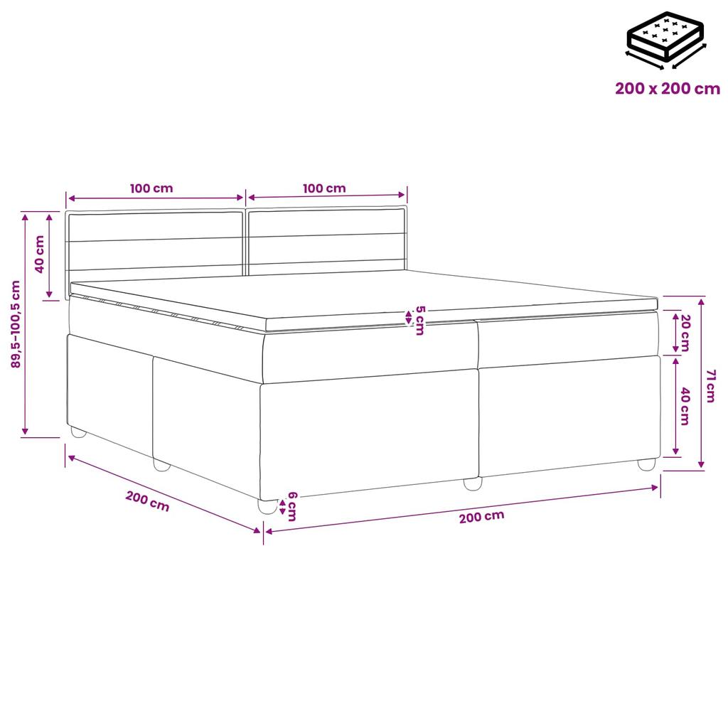Box Spring Bed with Mattress Cream 200 x 200 cm Fabric
