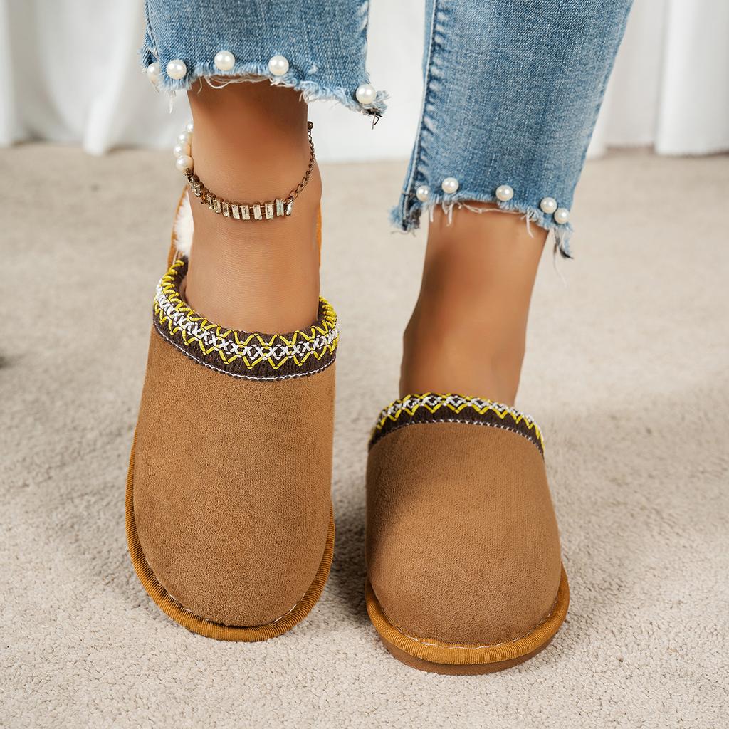 Fashion Eretro Fashion Fluffy Platform Slippers Women 2025 Winter Plush Warm Shoes Woman Comfortable Non Slip Home Slippers Slides Women