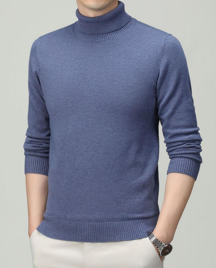 Turtleneck Men's Wool Sweater Autumn and Winter Trend Casual Bottoming Knitted Sweater Fine Imitation Wool Sweater Sweater Men