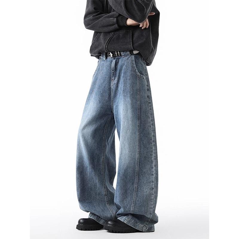 American Style High Street Wide Leg Men's Pants Spring and Autumn Loose Straight Sagging and Floor Pants Washed Ancient Men's