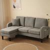 L-förmiges Ecksofa mit Chaiselongue – 3-Sitzer, 166 x 118 x 77 cm, Baumwoll-Leinen-Stoff, Kunststofffüße, modular, Wohnzimmer, Wohnungen und Büros
