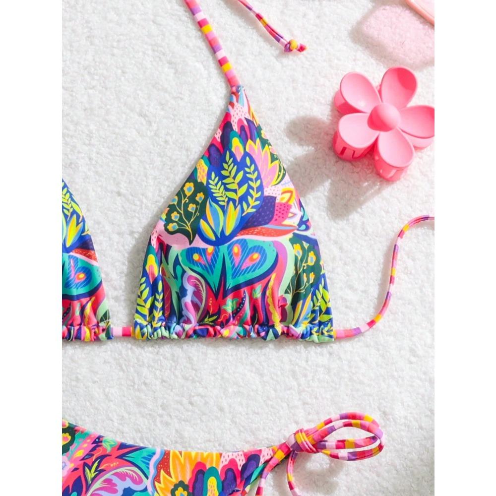 Women's High-quality Split Swimsuit Colorful Print Sexy Waist Cinched Waist Skinny Seaside Hot Spring Resort Swimsuit