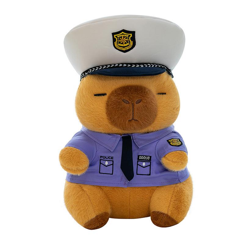 Police Capybara Cartoon Plush Toy Stuffed Animal Doll Decorations Kids Gift