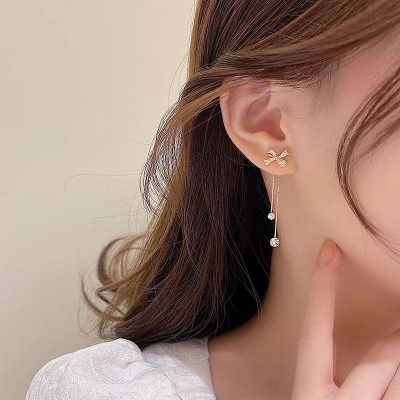 

2 Минималистичные Геометрические Серьги/Броши из Стерлингового Серебра Женские Длинные Элегантные Стильные Серьги-гвоздики Жемчужная Кисточка Подвески Фея Украшение для Ушей Сетевые Красные Rhinestone Bows tassel Long S925 Silver Needle