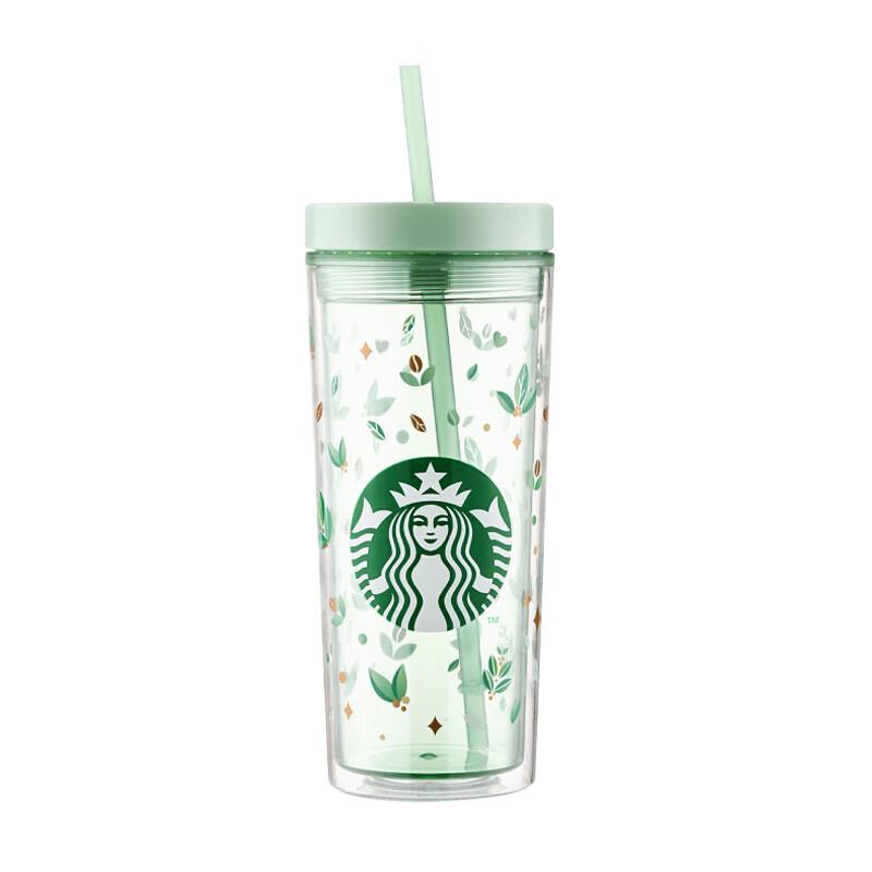 Прозрачный стакан Starbucks Green Wilderness с трубочкой
