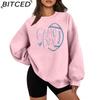 BITCED Relaxed Fit Letter Print O-Neck Sweatshirt